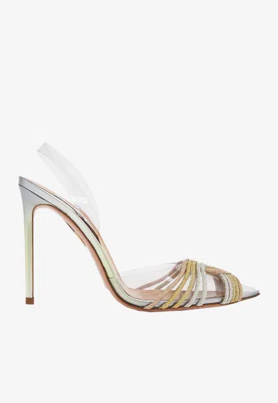 Aquazzura Gatsby 105 Crystal Embellished Slingback Pumps