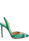 Aquazzura Gatsby 105 Green Crystal-embellished Slingback Pumps In Green