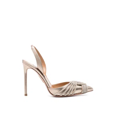 Aquazzura Gatsby 105 Leather Pumps In Gold