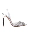 Aquazzura Gatsbi 105 Crystal-embellished Pvc And Metallic Leather Slingback Pumps In White