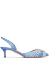 Aquazzura Gatsby 50 Embellished Denim Slingback Pumps In Blue