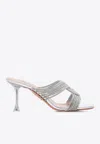 Aquazzura Gatsby 75 Crystal-embellished Mules In Metallic
