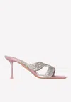 Aquazzura Gatsby 75 Crystal-embellished Mules In Rose