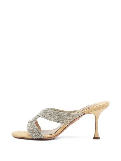 Pre-owned Aquazzura Gatsby Crystal-embellished Sandals In Silver