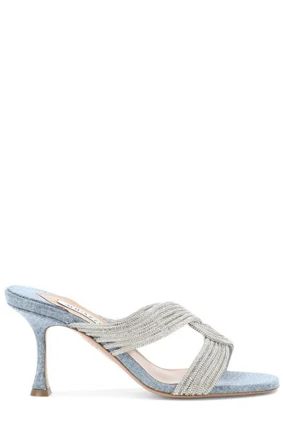Aquazzura Gatsby Embellished Open Toe Sandals In Azzuro