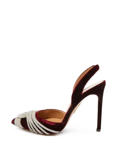 Pre-owned Aquazzura Gatsby Embellished Slingback Pumps In Red