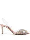 AQUAZZURA 'GATSBY' SILVER CRYSTAL EMBELLISHMENT PUMPS WITH SHEER SLINGBACK STRAP IN PVC WOMAN AQUAZZURRA