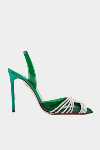 Aquazzura Gatsby Sling 105 In Emerald In Green