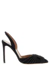 Aquazzura Embellished Glitter Patch Leather Pointed Stiletto In Black