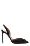 Aquazzura Embellished Glitter Patch Leather Pointed Stiletto In Black