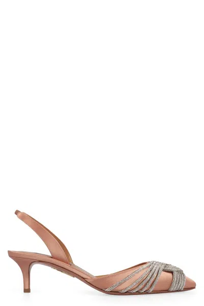 Aquazzura 50mm Gatsby Mirror Faux Leather Pumps In Pink