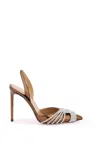 Aquazzura Gatsby Sling 105 Crystal-embellished Pumps In Silver