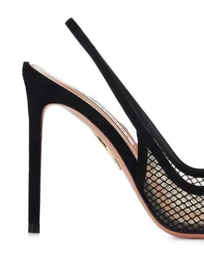 Aquazzura Gia Mesh Heeled Sandals In Black