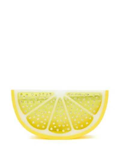 Aquazzura Gin Tonic Crystal-embellished Clutch Bag In Yellow