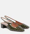 Aquazzura Ginza 35 Croc-effect Leather Slingback Pumps In Green