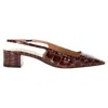 Aquazzura Ginza 35 Croc-effect Slingback Pumps In Brown Patent Lather In Brown