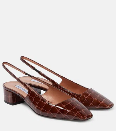 AQUAZZURA GINZA 35 LEATHER SLINGBACK PUMPS