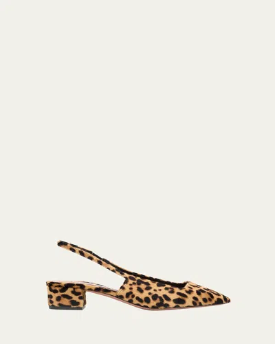 Aquazzura Ginza Leopard-print Pony Hair Slingback Pumps