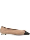 Aquazzura Gioia Colorblocked Suede Ballet Flats In Brown