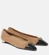 Aquazzura Gioia Colorblocked Suede Ballet Flats In Brown