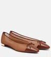 Aquazzura Gioia Mesh And Leather Ballet Flats In Brown