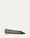 Aquazzura Gioia Mesh Net Cap-toe Ballerina Flats In Blue