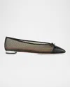 Aquazzura Gioia Mesh Net Cap-toe Ballerina Flats
