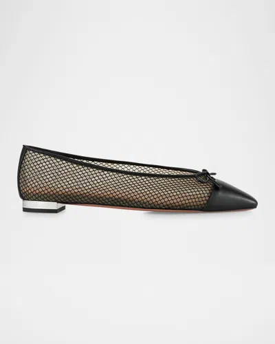 Aquazzura Gioia Mesh Net Cap-toe Ballerina Flats