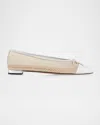 Aquazzura Gioia Mesh Net Cap-toe Ballerina Flats In Purple