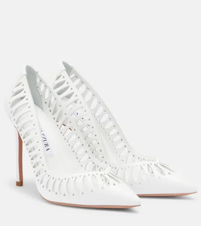 Aquazzura Gisele 105 Laser-cut Leather Pumps In Multi