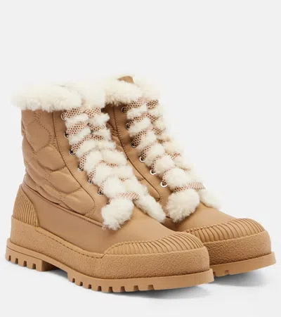 Aquazzura Glacier Shearling-lined Lace-up Boots In Multi