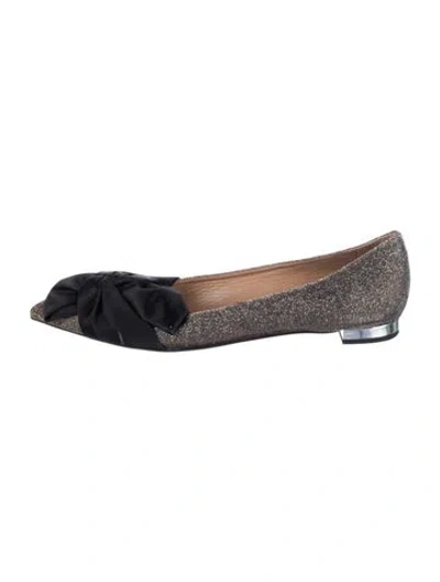 Pre-owned Aquazzura Glitter Glitter Accents Ballet Flats In Gold/silver