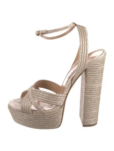 Pre-owned Aquazzura Glitter Glitter Accents Espadrilles In Gold