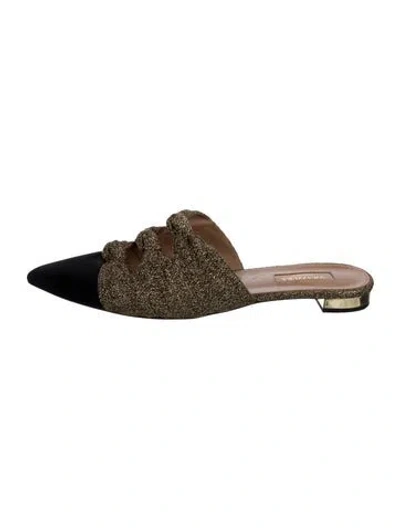 Pre-owned Aquazzura Glitter Mules In Gold