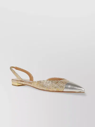 Aquazzura 10mm Milanese Laminated Leather Flats In Gold