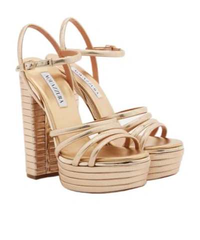Aquazzura Golden High-heeled Sandals In Brown