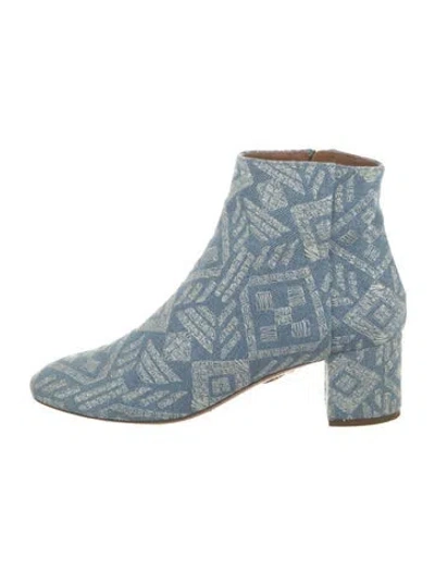 Pre-owned Aquazzura Graphic Print Boots In Blue