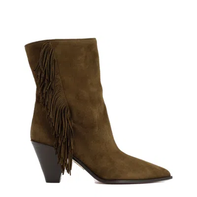 Aquazzura Marfa 70 Suede Bootie In Beige