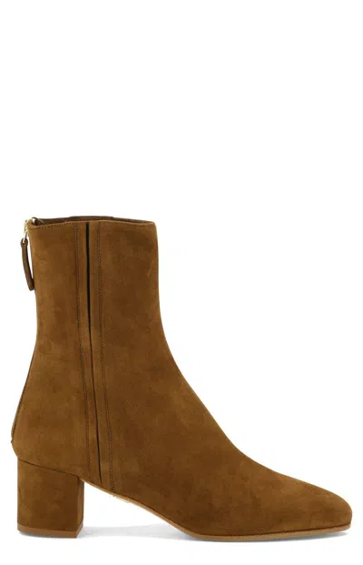 Aquazzura Groovie Zipped Ankle Boots In Brown