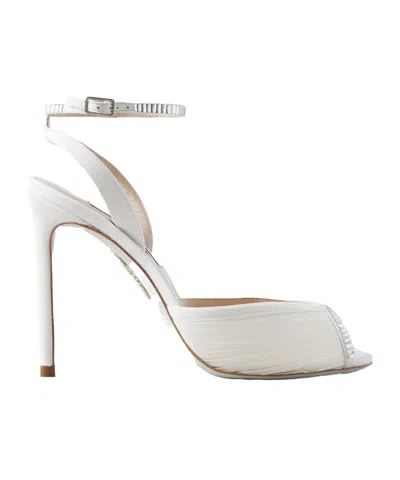 Aquazzura Grosgrain-trimmed Chiffon Sandals In White