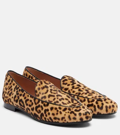 Aquazzura Guanto Leopard-print Calf Hair Loafers In Brown