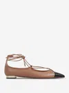 Aquazzura Gabi Pointed-toe Ballet Flats In Neutral