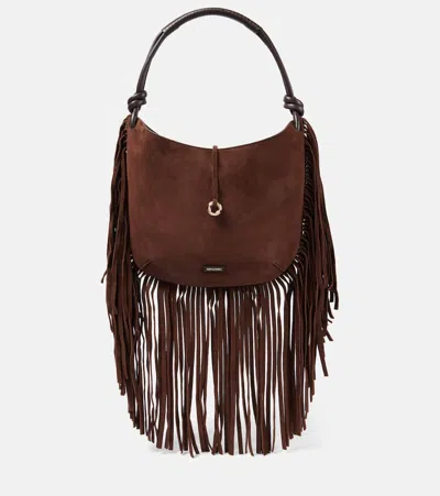 Aquazzura Gytane Medium Suede Tote Bag In Brown