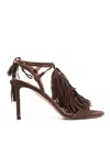 Aquazzura 85 Fringed Suede Open Toe Sandals In Brown