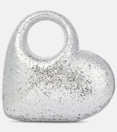 Aquazzura Heart Embellished Clutch In Silver