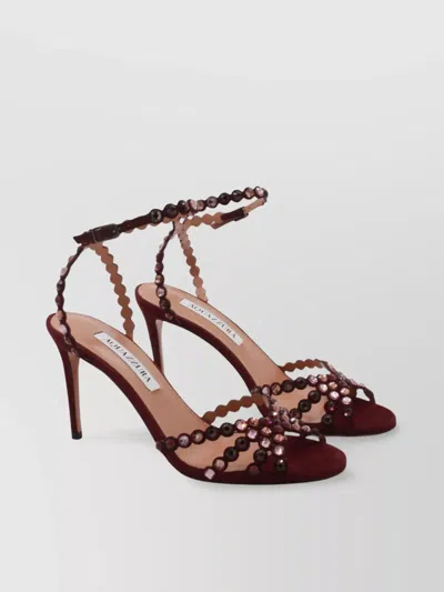 Aquazzura Heel Embellished Sandals Scalloped Edges