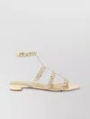 Aquazzura Heel Sandals With Metallic Chain Detail