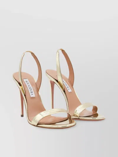 Aquazzura Heel Stiletto Open Toe Metallic Finish In Nude