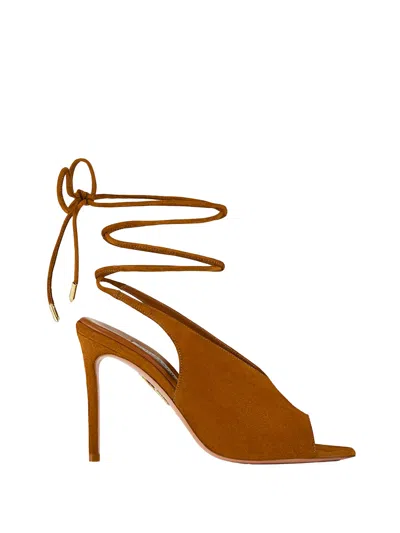 Aquazzura Heeled Sandals In Suede In Brown
