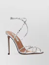 Aquazzura Heeled Sandals With Metallic Finish And Thin Straps